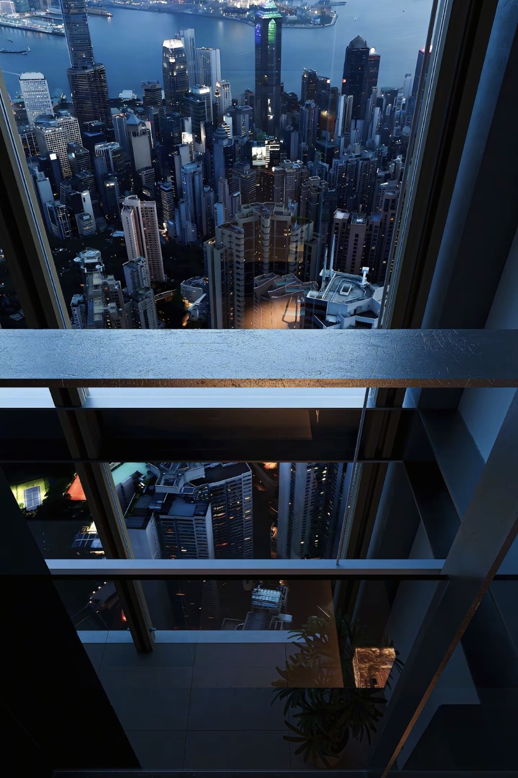 落地窗外的城市夜景