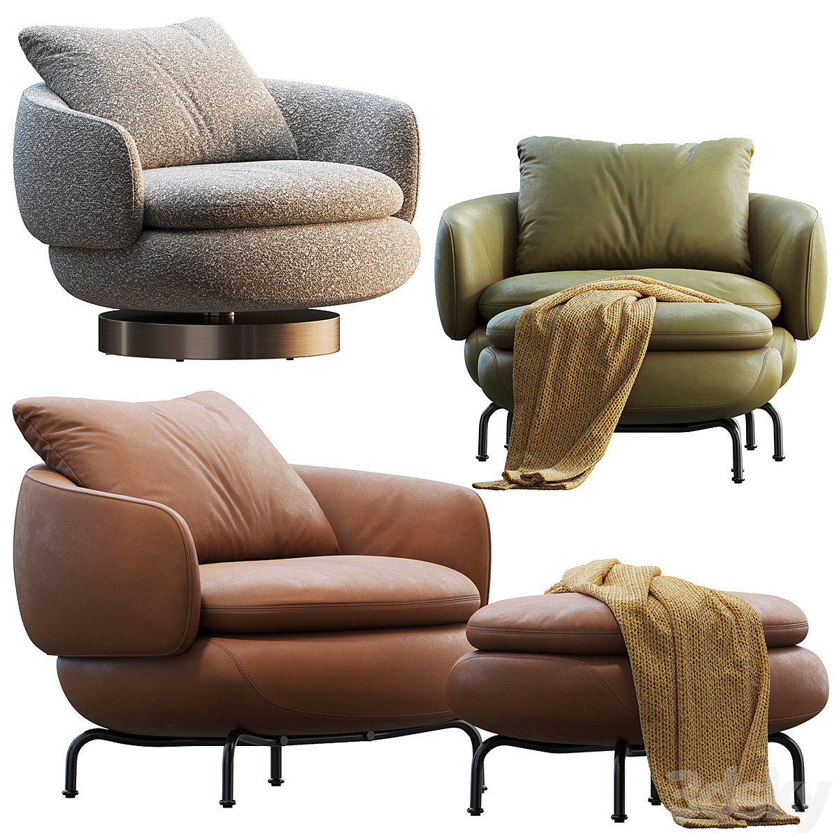 MINOTTI VIVIENNE 扶手椅 3DS MAX 2015_小熊猫超级