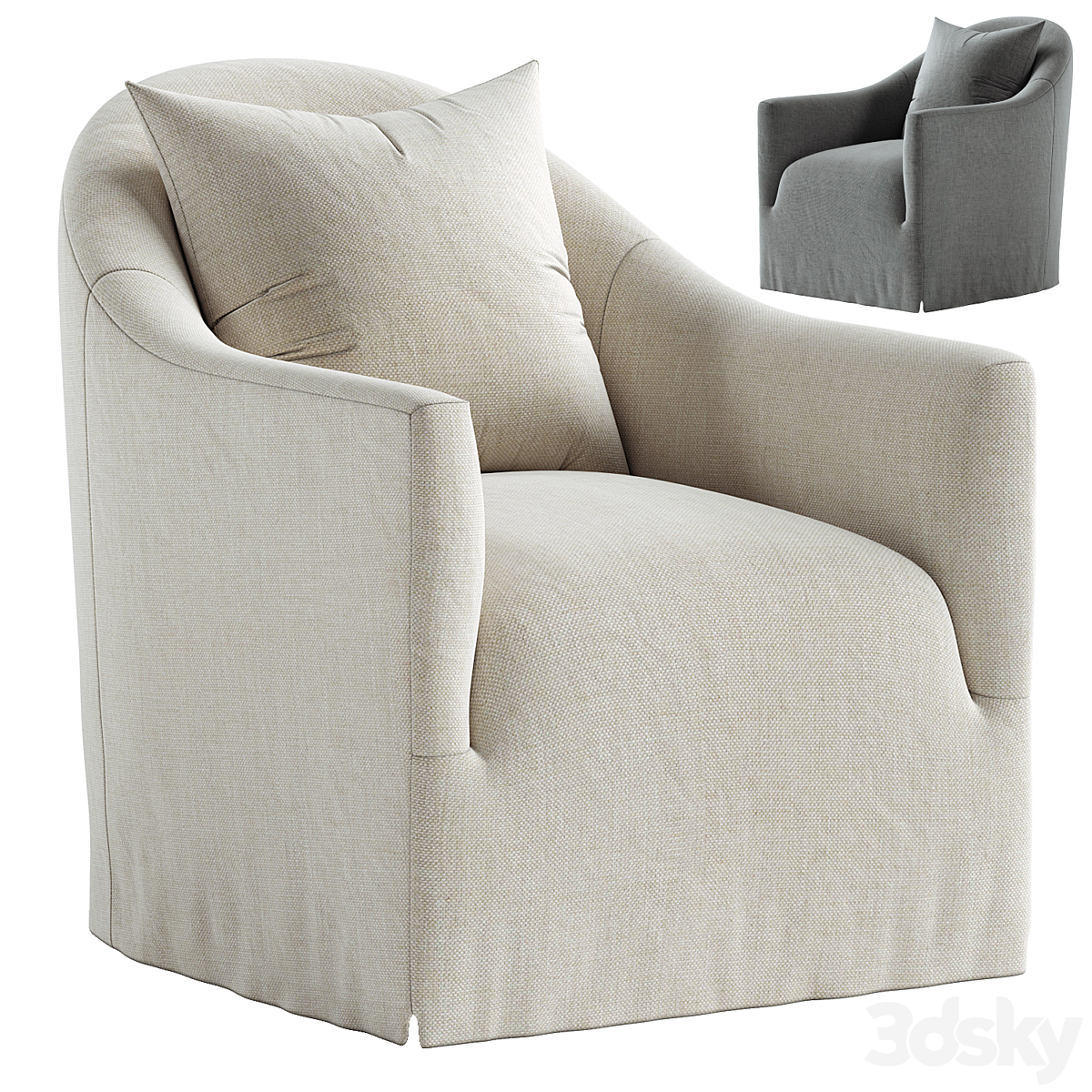 Trudeaux Slipcover Swivel 椅子_小熊猫超级