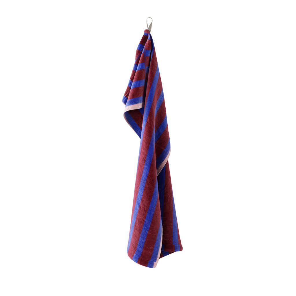 Ferm Living Hale Tea Brown Navy Blue Towel_小熊猫超级