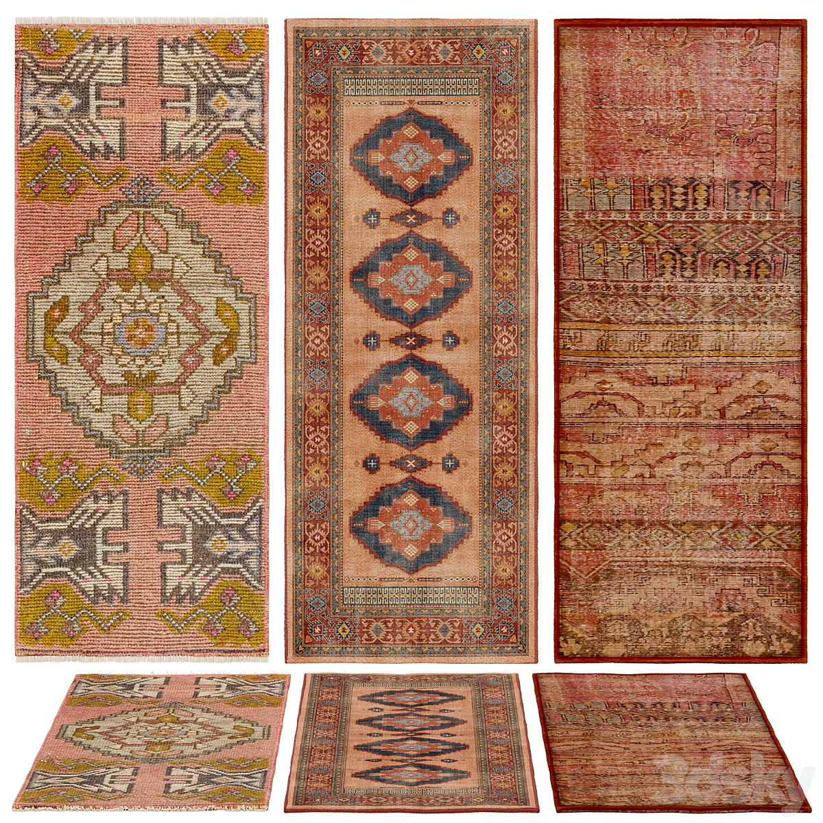 HAND-KNOTTED RUNNER 地毯 套装2_小熊猫超级