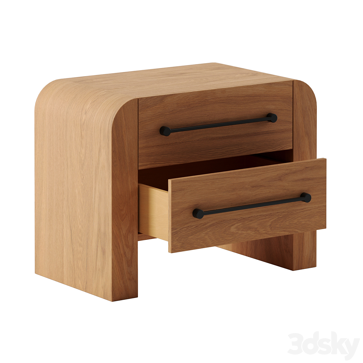 SUTTON 2-抽屉 白色 OAK 木质 NIGHTSTAND_小熊猫超级