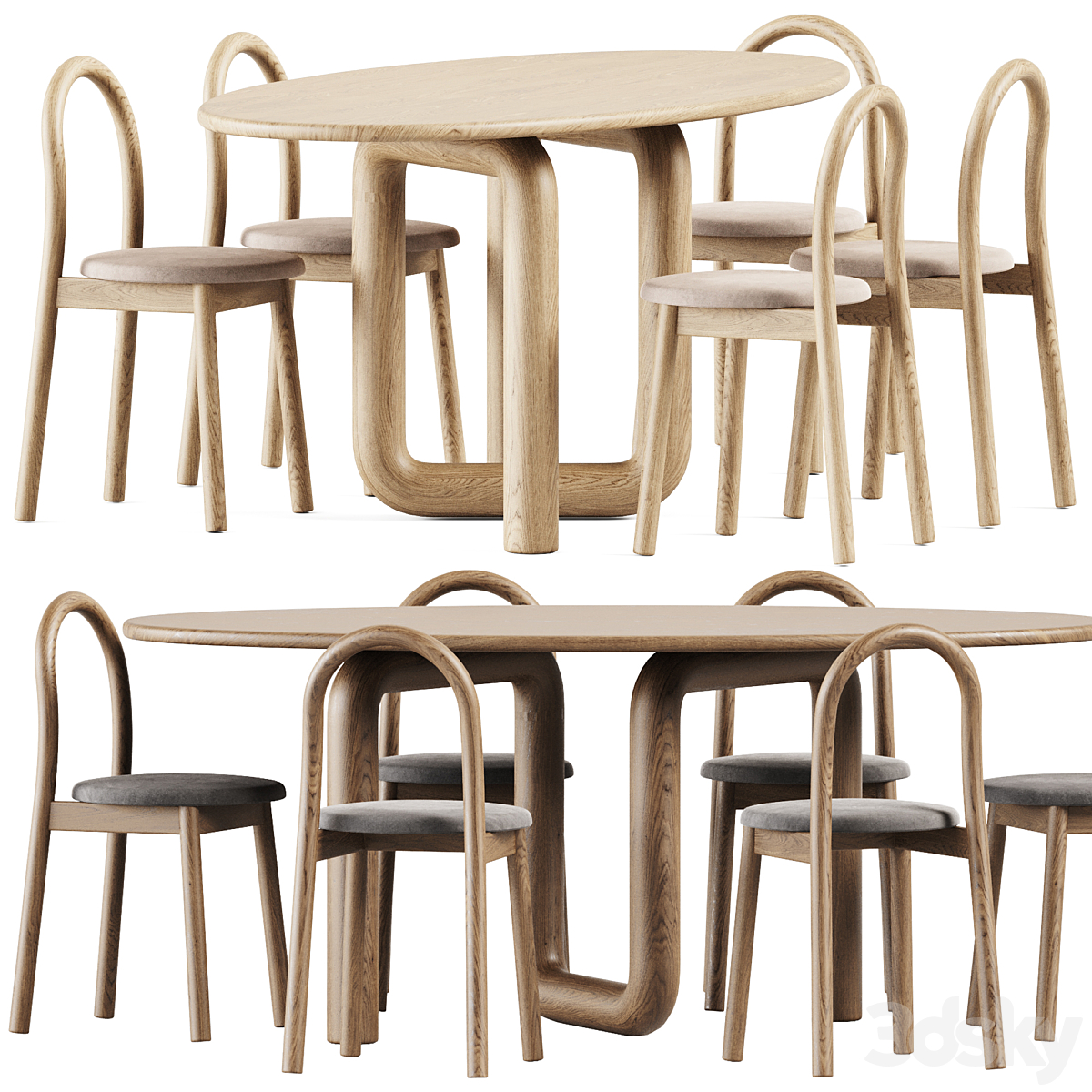 Objects & Ideas and Bobby Upholstered Chair by DesignByThem Oval Mono 桌子_小熊猫超级