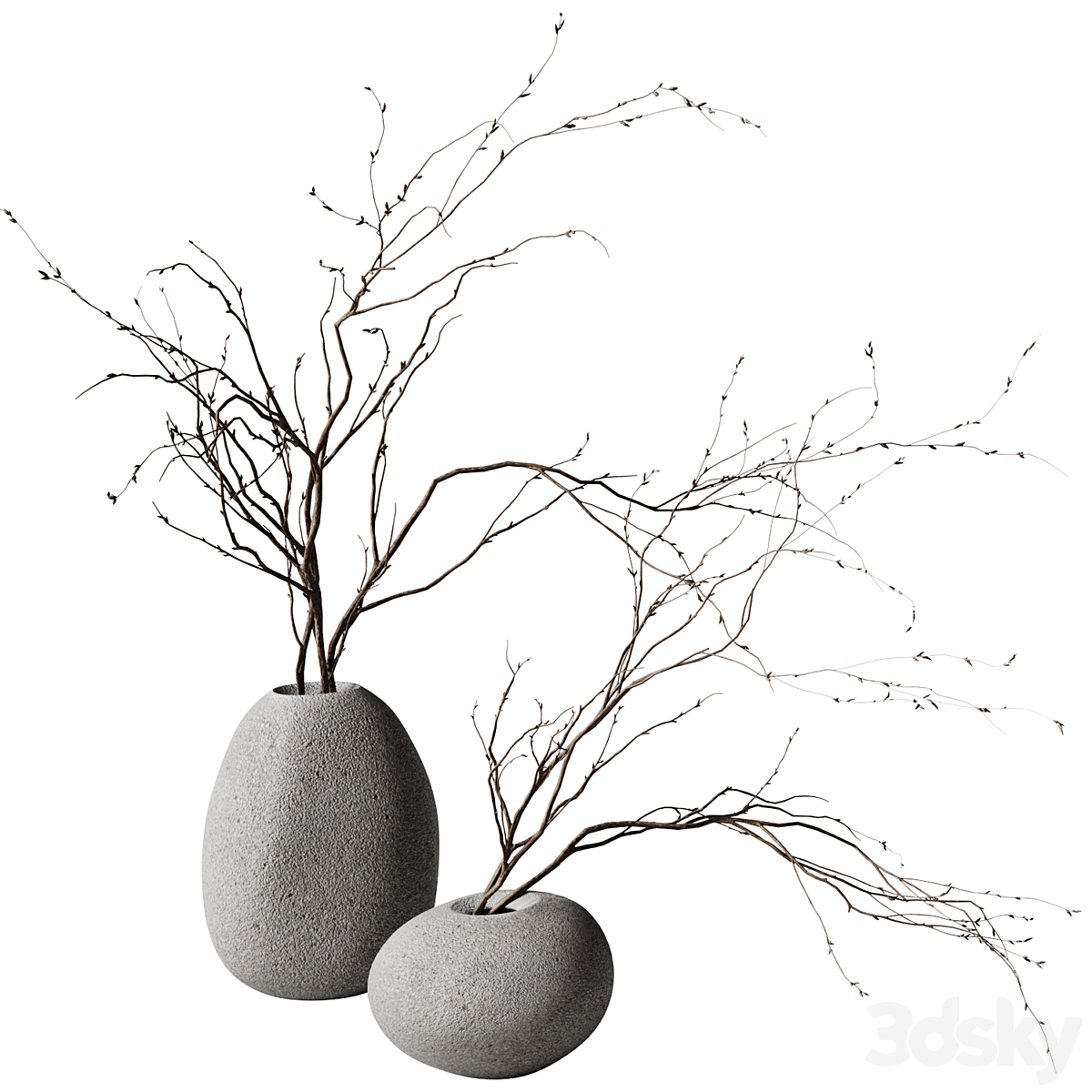 Japandi 花瓶 whith branch_小熊猫超级