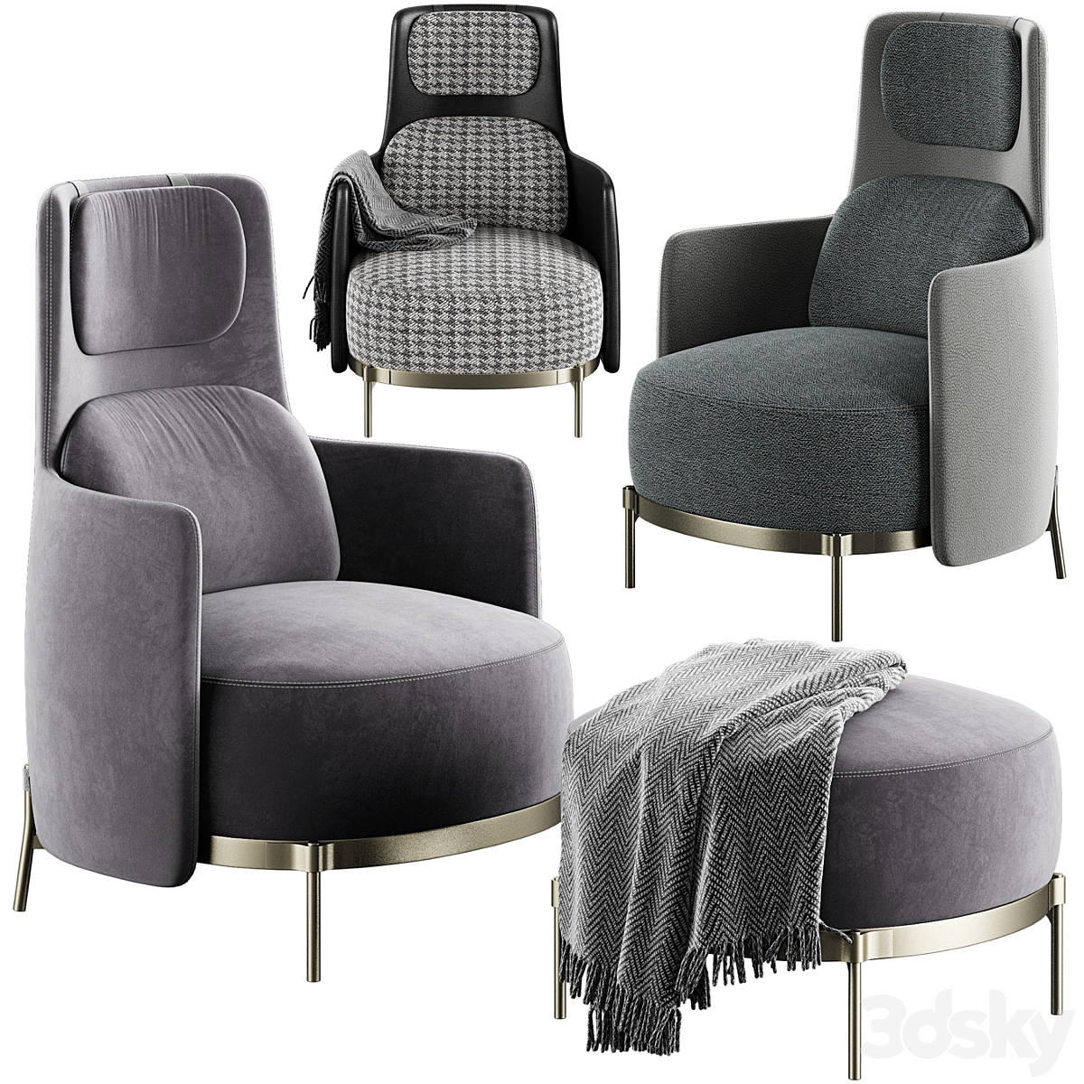 Minotti Tape Bergere 扶手椅_小熊猫超级