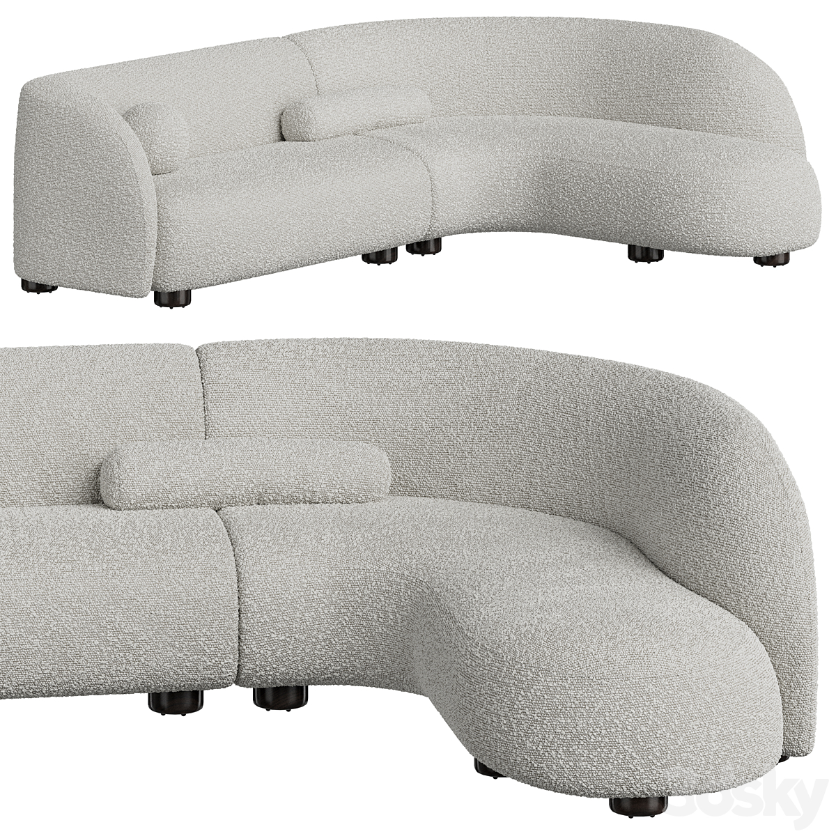 Laurent 2 Piece Wedge Chaise Sectional 3Ds Max_小熊猫超级
